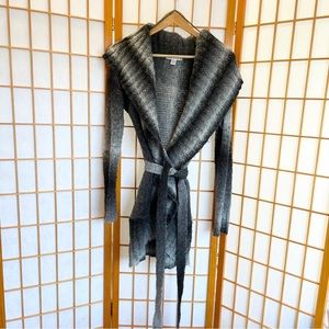 • grey + black wrap cardigan •